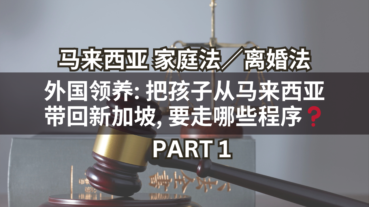 马来西亚家庭法/离婚法 | 外国领养: 把孩子从马来西亚带回新加坡, 要走哪些程序❓Part 1